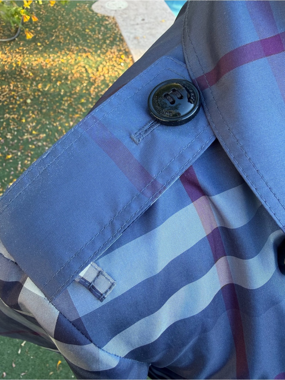 Burberry London Blue Plaid Short Lightweight Trenchcoat Jacket Med/US8/UK10 EUC - Picture 10 of 17